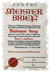 Meisterbrief Waldemar Krug